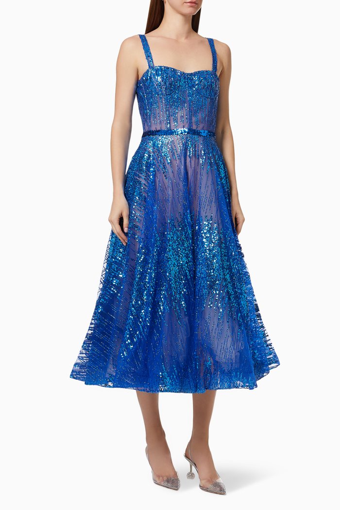 

Mademoiselle Sequins Midi Dress, Blue