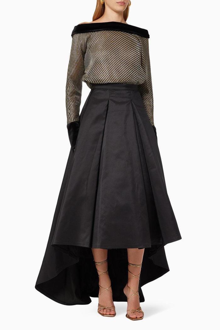 

Velvet Bow Dress in Taffeta, Black