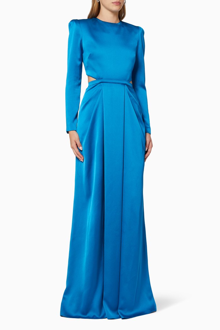 

Cut-out Gown in Satin, Blue