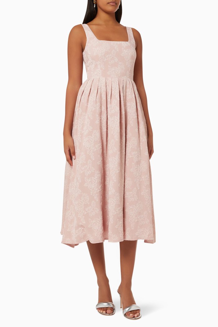 

Cora Flared Dress in Lace, Pink