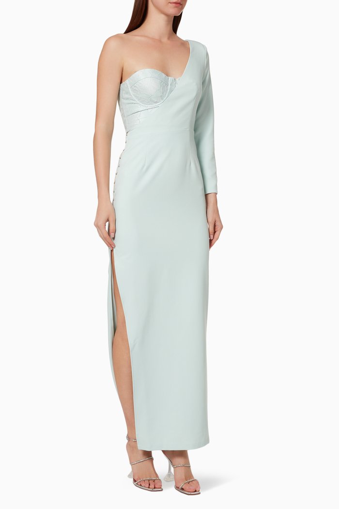 Eva Floral Embroidered Dress, Green