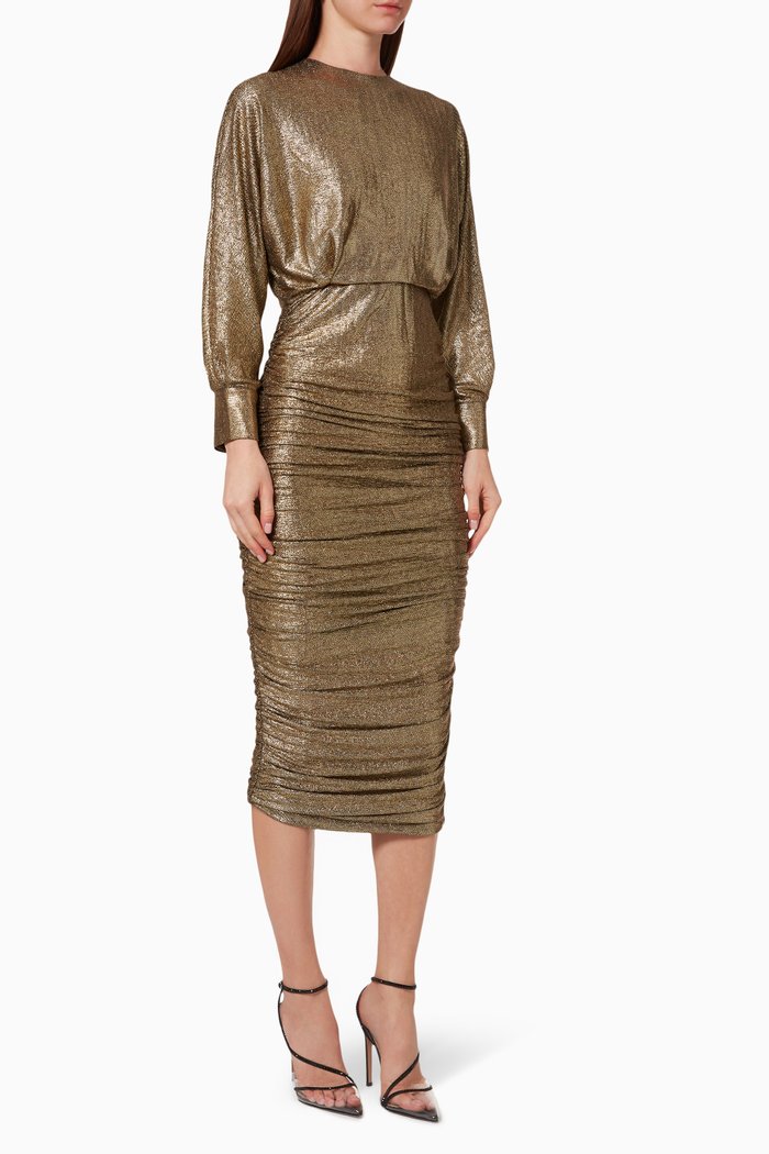 

Jada Metallic Ruched Dress, Gold