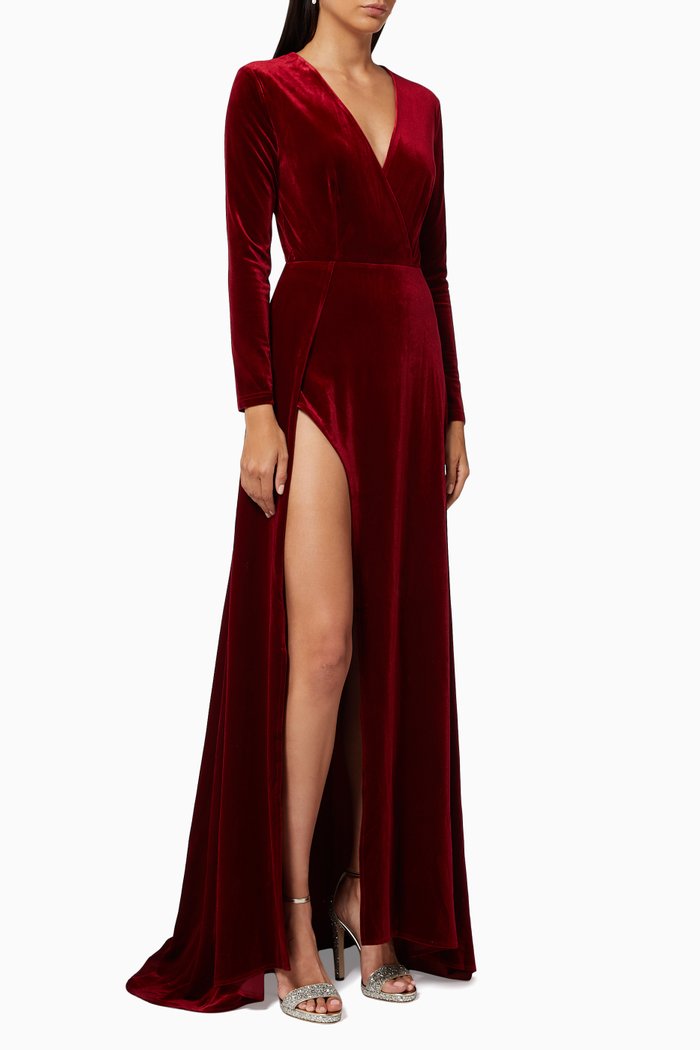 

Fontaine Dress in Velvet, Red