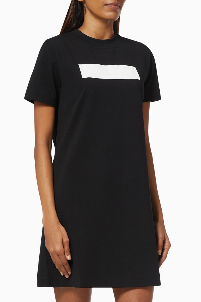 

Embossed Logo T-shirt Dress in Cotton, Black