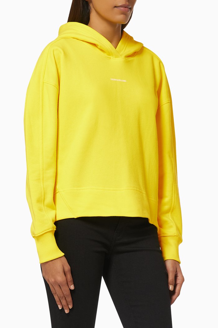

Micro Branding Hoodie in Cotton, Yellow