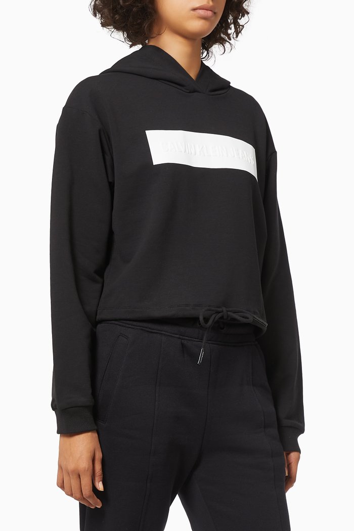 

Hero Embossed Logo Hoodie in Cotton Terry, Black
