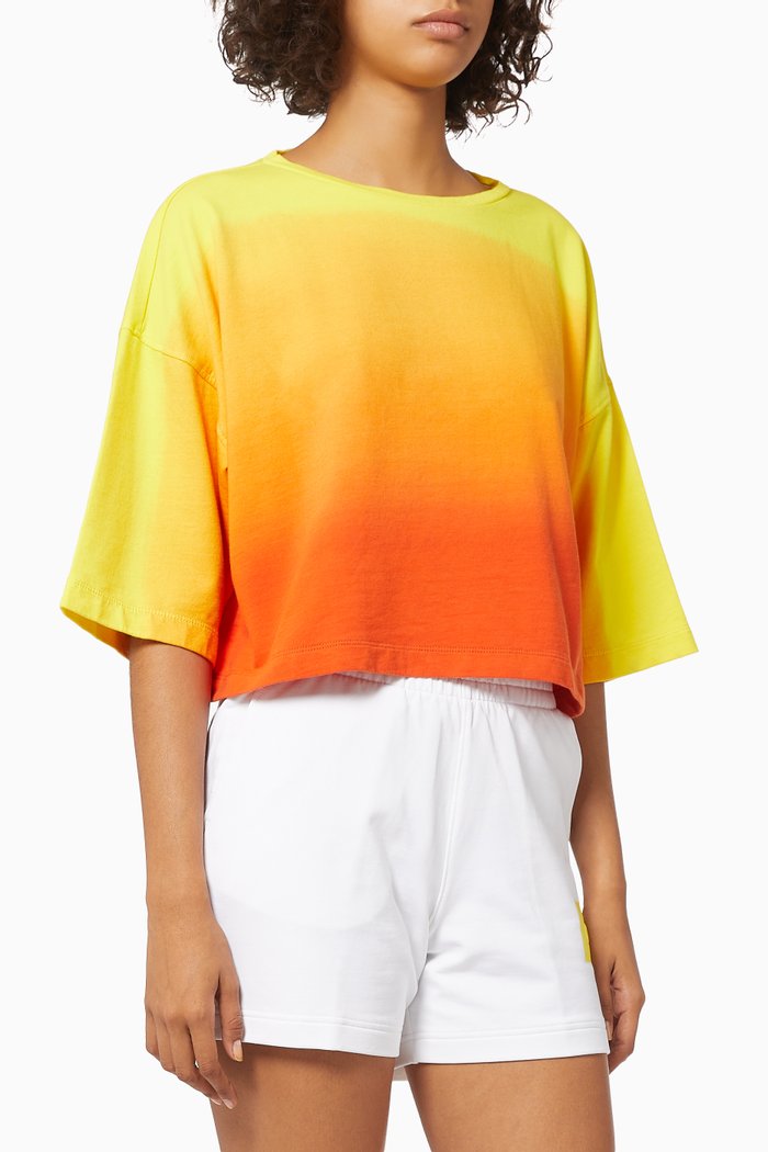 

Dip Dye Cropped T-shirt in Organic Cotton Terry, Blue