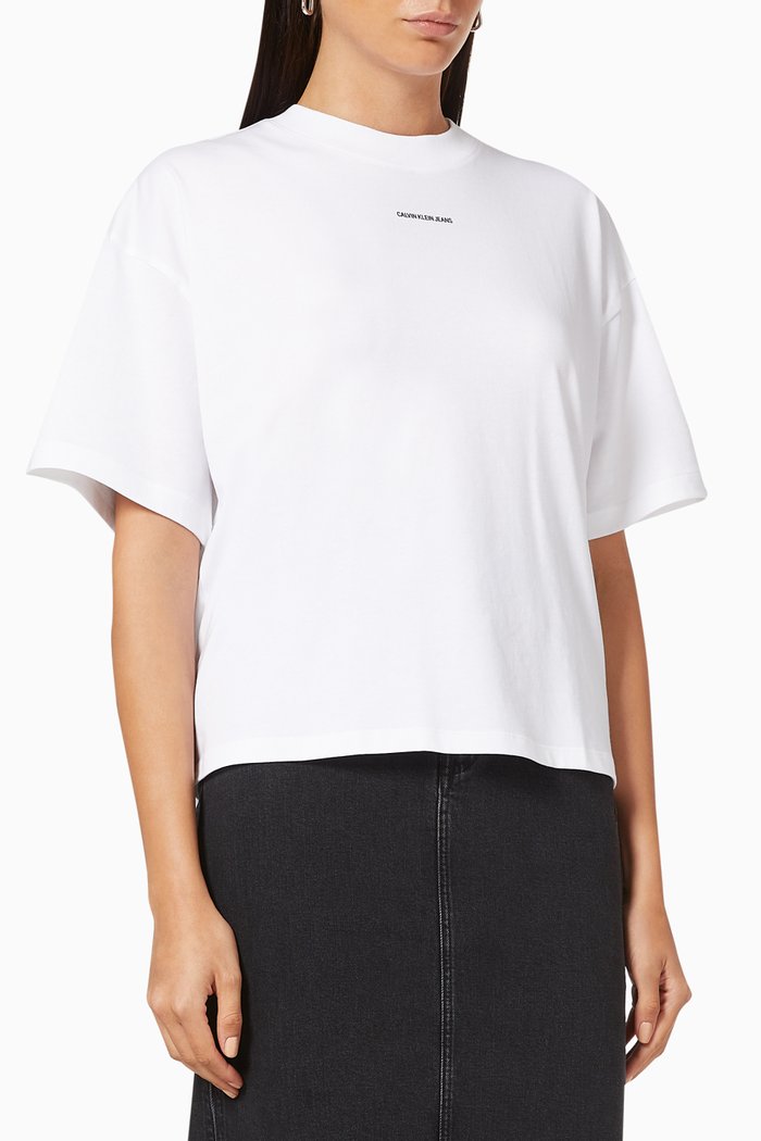 

CK Micro Logo Boyfriend T-shirt in Organic Cotton, White