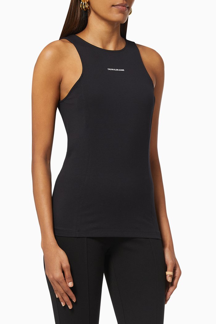 

Micro Branding Tank Top in Organic Cotton, Black