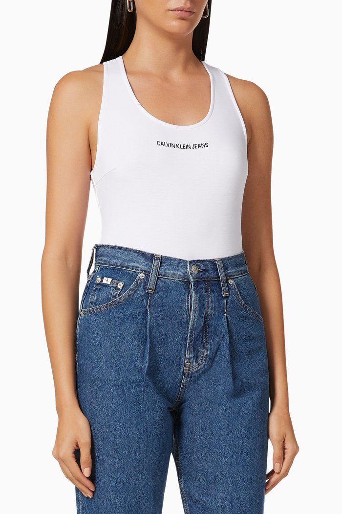 

CK Criss-cross Bodysuit in Milano Jersey, White