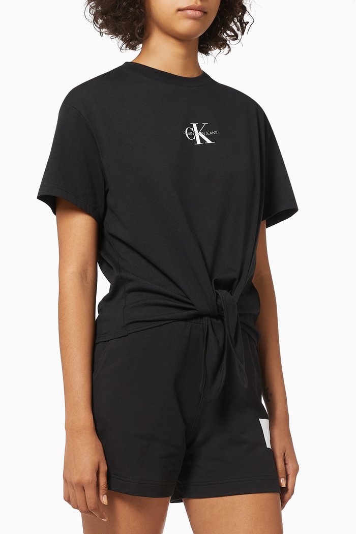 

Knotted T-shirt in Organic Cotton, Black