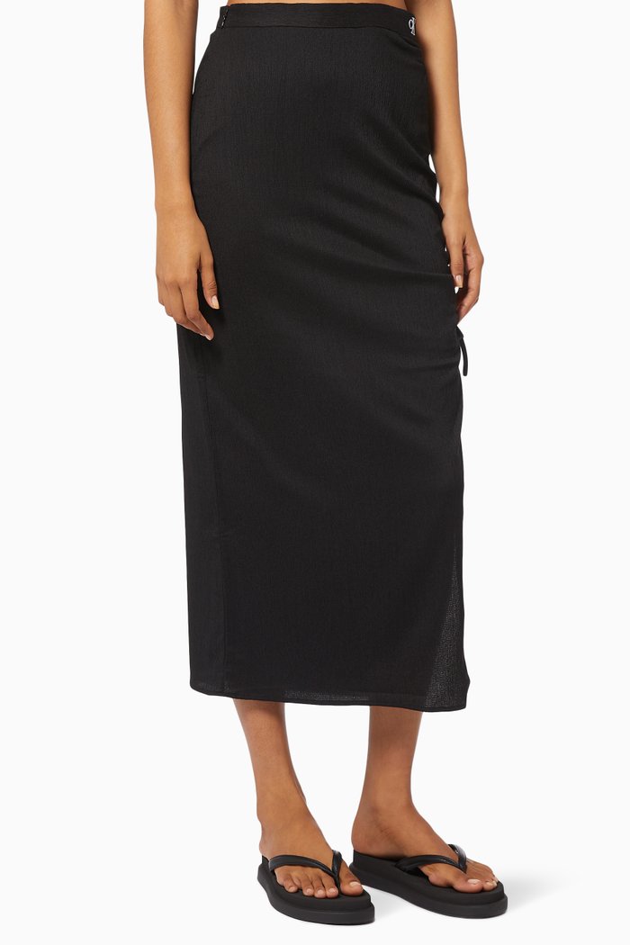 

Maxi Skirt in Textured Polyester, Black