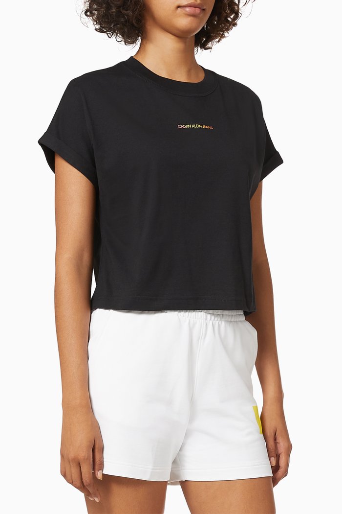 

CK Gradient Logo T-shirt in Organic Cotton, Black