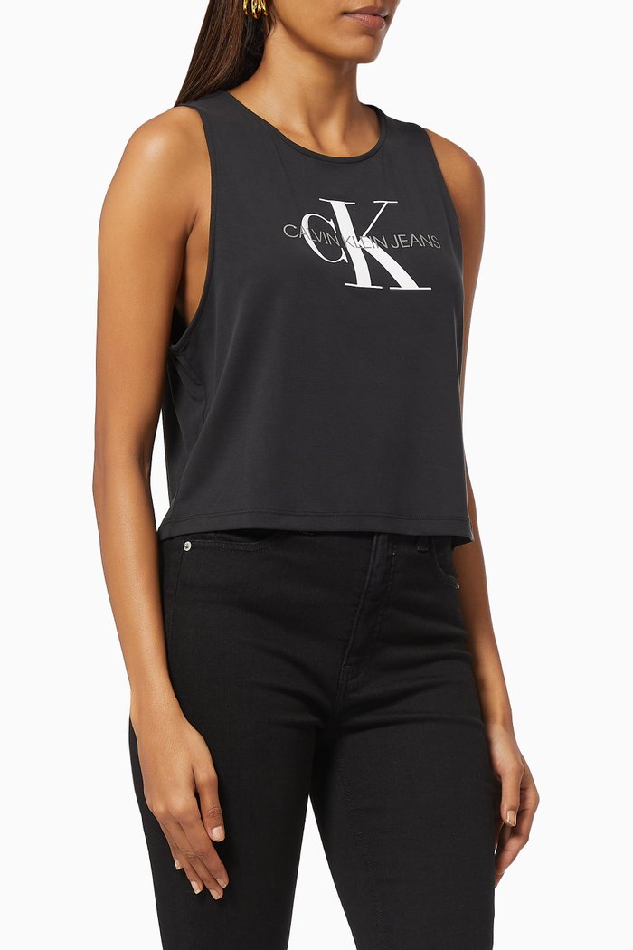 

Logo Tank Top in Modal, Black