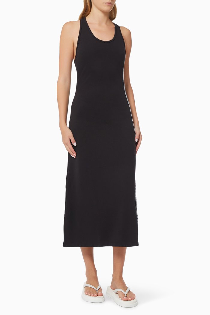 

Logo Tape Maxi Dress in Roma Jersey, Black