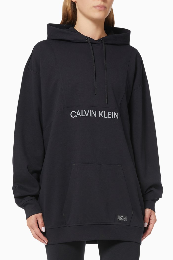 Relaxed Comfort Stretch Hoodie in Roma Jersey, Black
