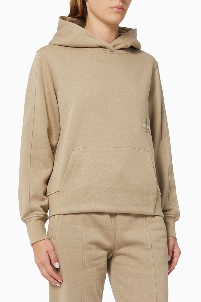 

Relaxed Hoodie in Organic Cotton Blend Fleece, Neutral