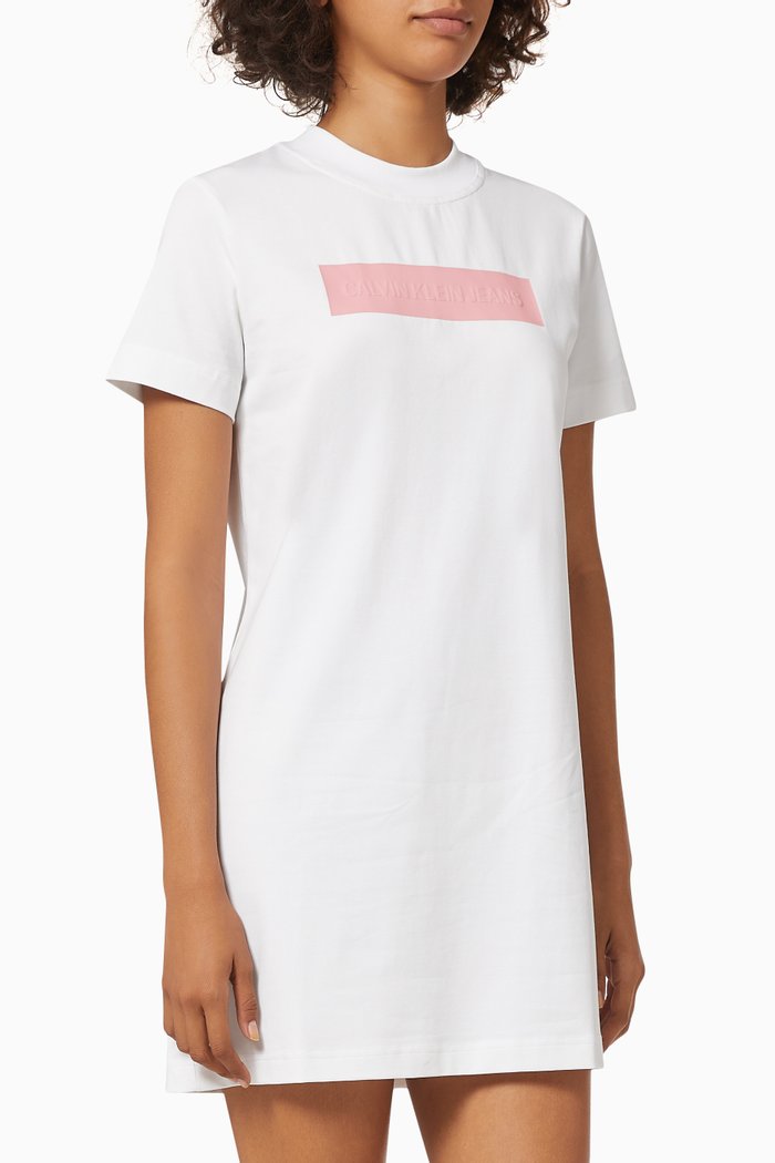 

Hero Embossed Logo T-shirt Dress in Cotton Jersey, White