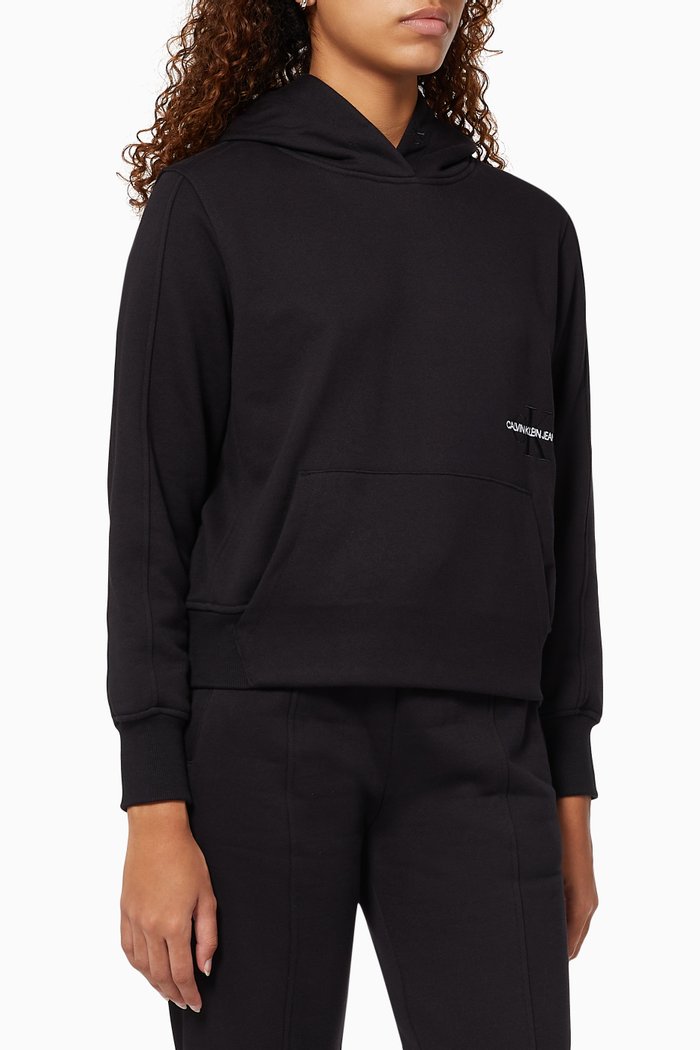 Logo Hoodie in Fleece, Black
