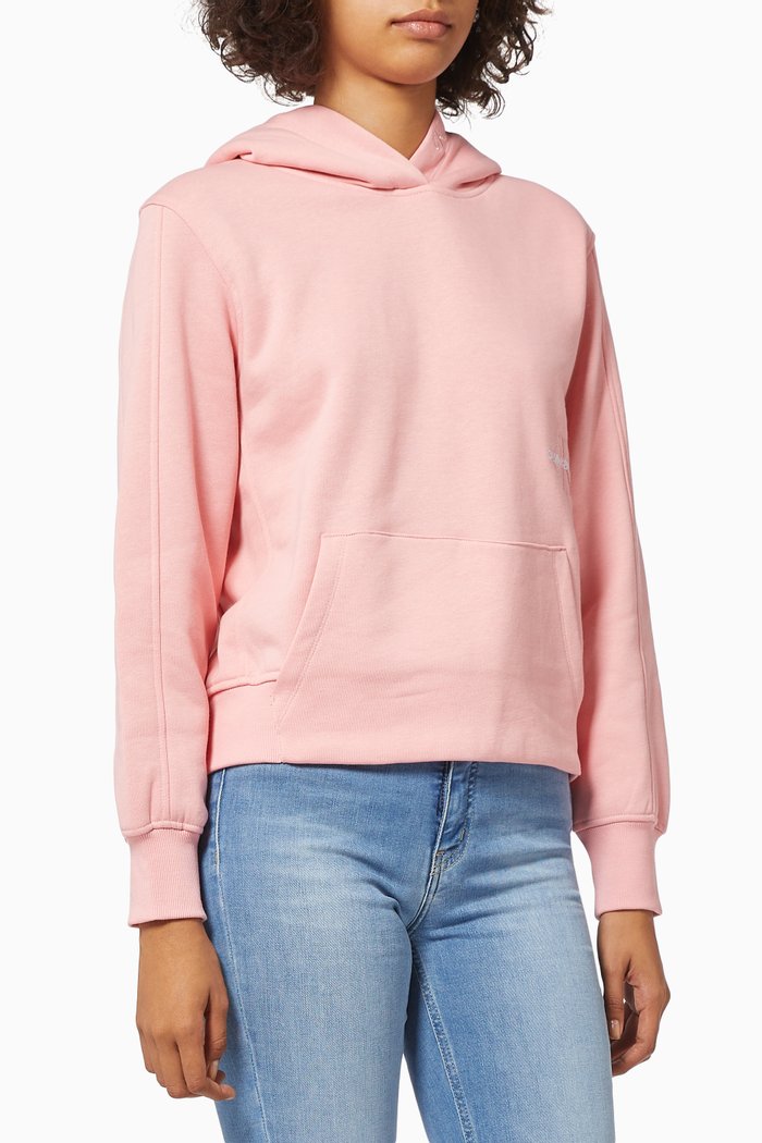 

Off-placed Monogram Hoodie in Organic Cotton Blend, Pink
