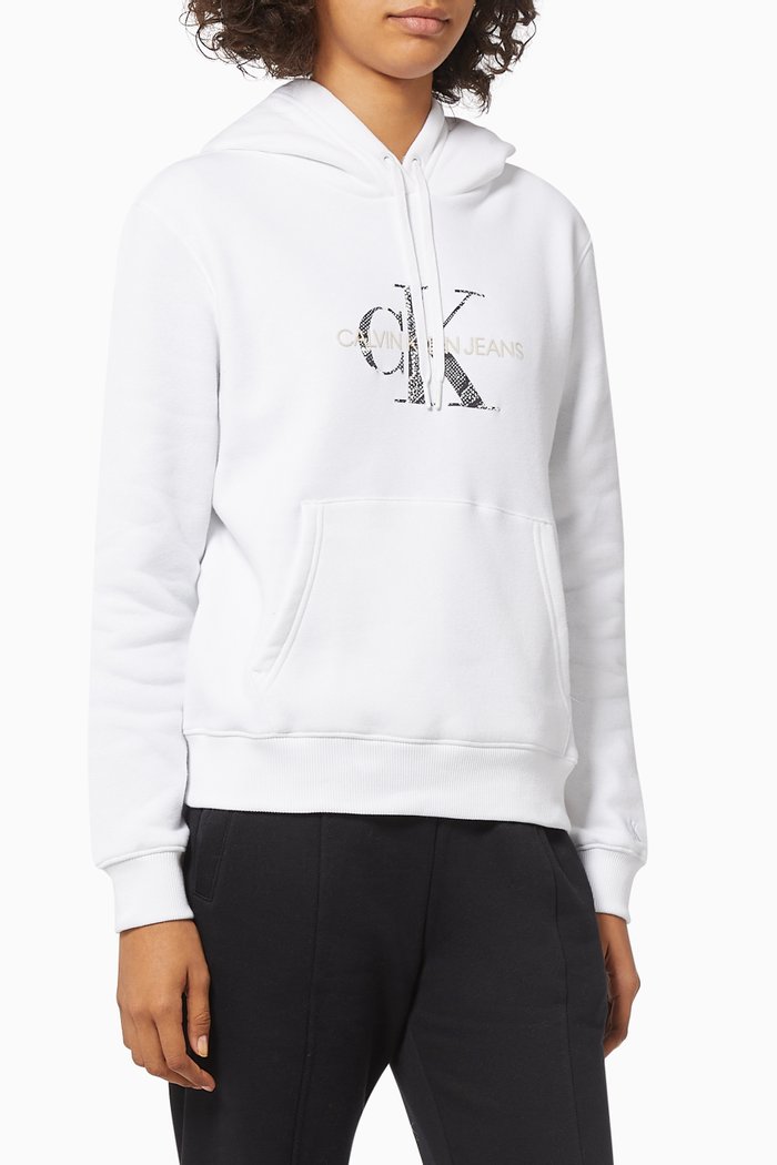 

Reptile Monogram Hoodie in Organic Cotton Blend, White