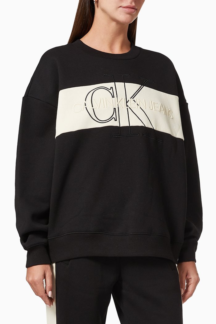 

CK Colour Blocking Sweatshirt in Jersey, Black