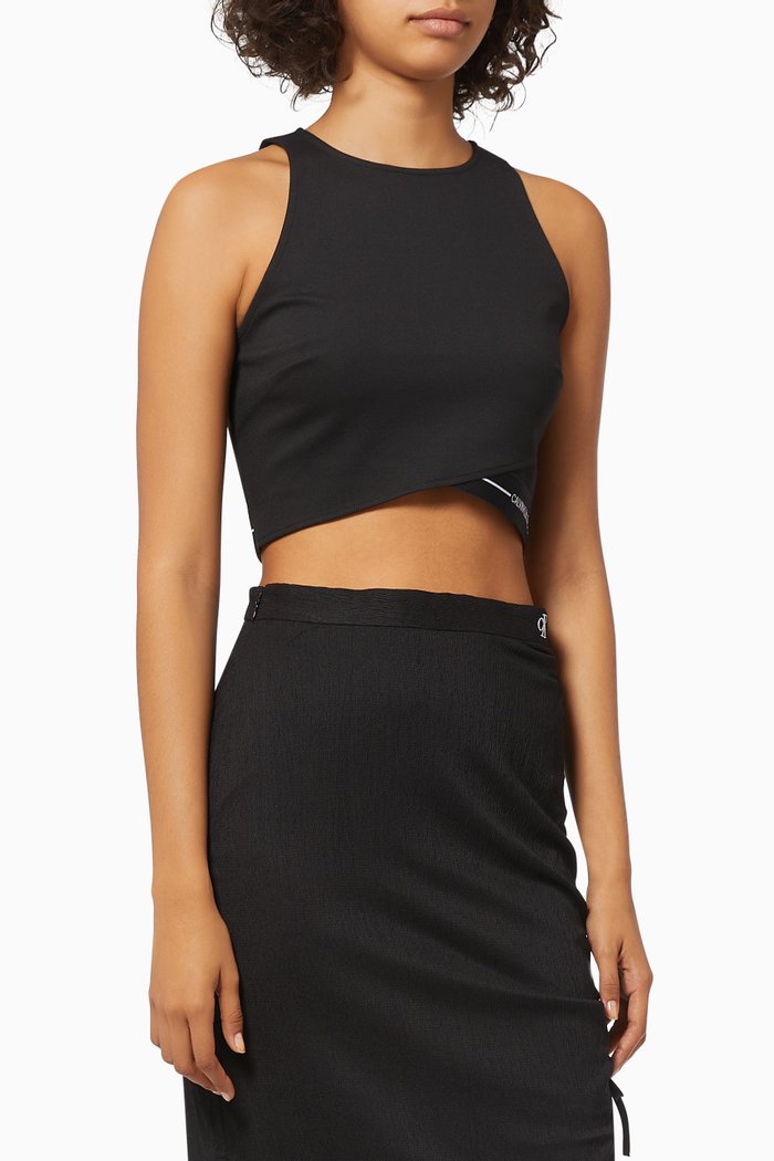 

Cropped Tank Top in Milano Jersey, Black