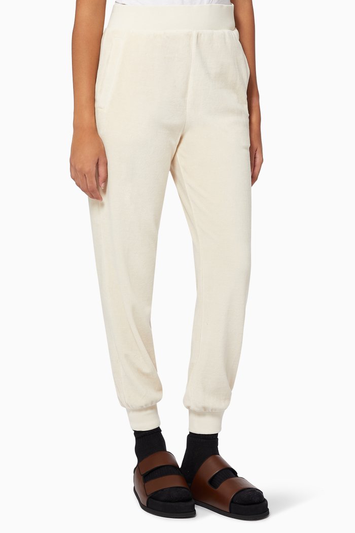 

Washed Jogger Pants in Blend Velvet, White