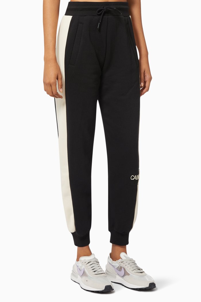 

Monogram Colour-block Joggers in Cotton Fleece, Black