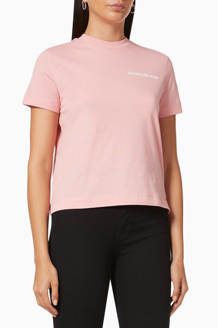 

CK Logo T-shirt in Cotton Jersey, Pink