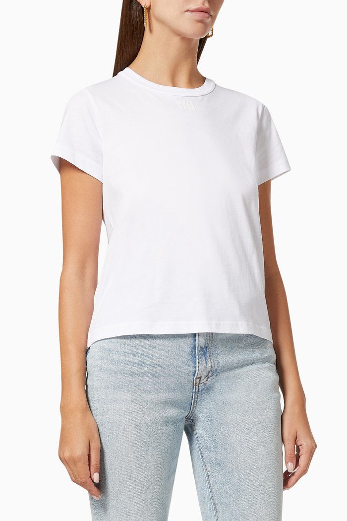 

Puff Logo Shrunken T-shirt in Cotton, White