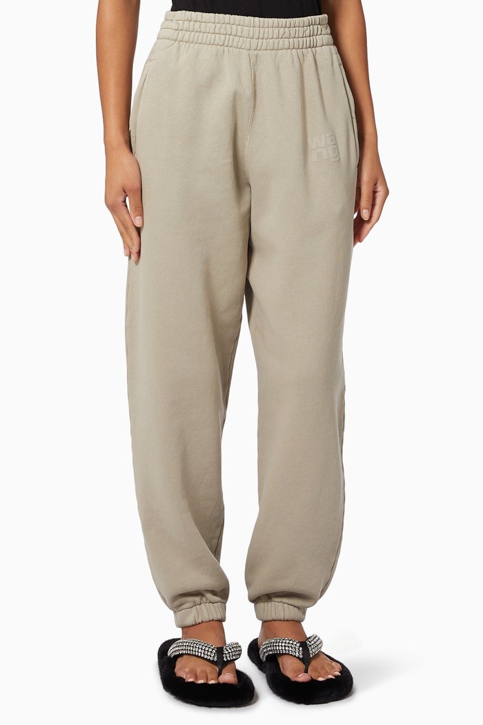 

Puff Logo Sweatpants in Structured Cotton Terry, Neutral