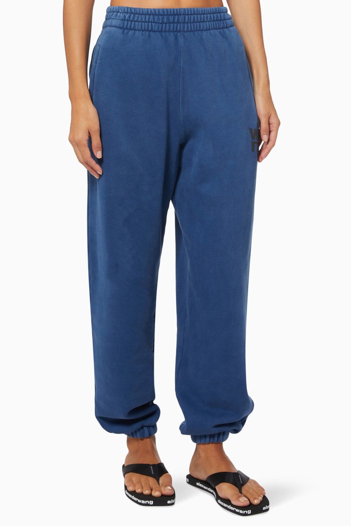 

Puff Logo Sweatpants in Structured Cotton Terry, Blue
