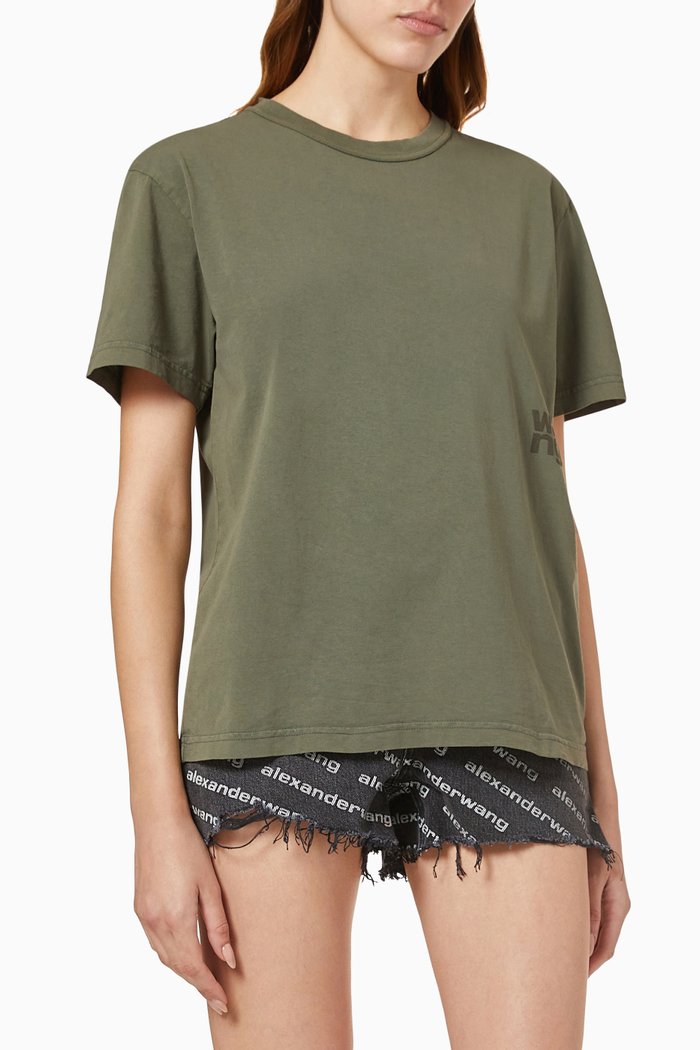 

Puff Logo T-shirt in Structured Cotton Jersey, Brown