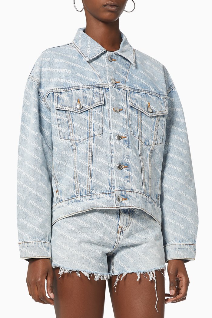 

Bite Logo Jacket in Cotton Denim, Blue