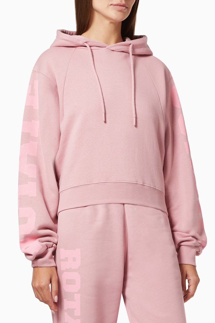 

Viola Crop Hoodie in Organic Cotton, Pink