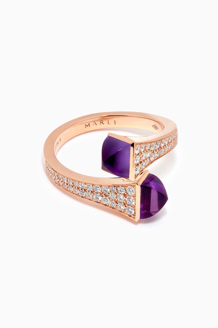 

Cleo Diamond & Amethyst Midi Ring in 18kt Rose Gold