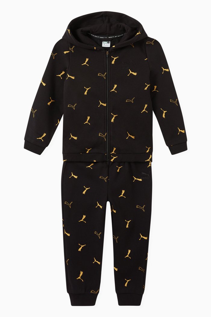 

PUMA Minicats Tracksuit in Cotton-blend Fleece, Black