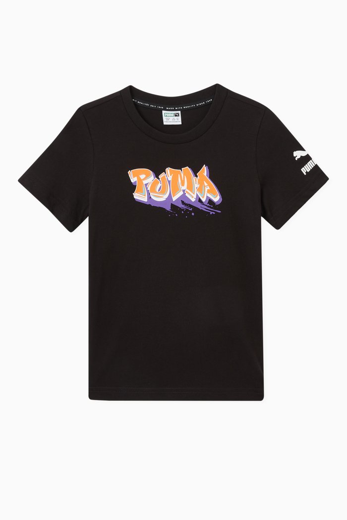 

PUMA Street Art Graphic T-shirt in Jersey, Black