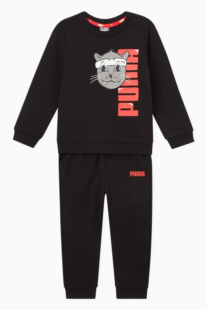 

Lil PUMA Tracksuit Set in Cotton Fleece, Black