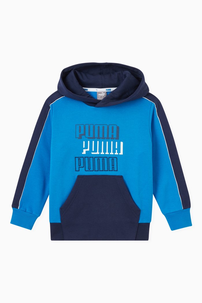 

Alpha Colour Blocked Hoodie in Fleece, Blue