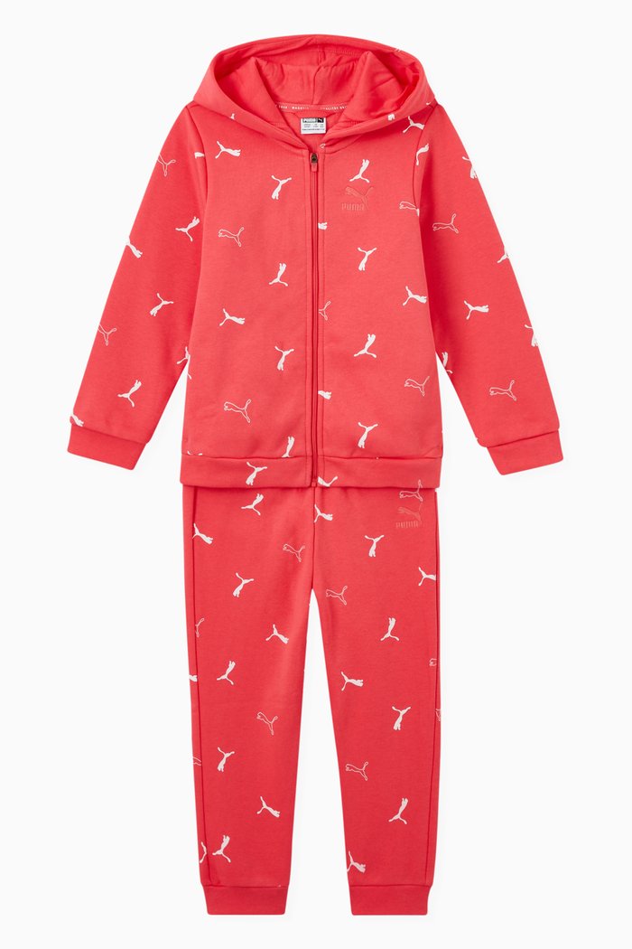 

Minicats Brand Love Jogger Set in Cotton-blend Fleece, Pink