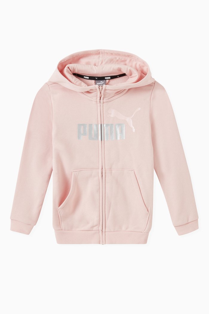 

Essentials + Logo Hooded Sweatshirt in Cotton-blend Fleece, Pink