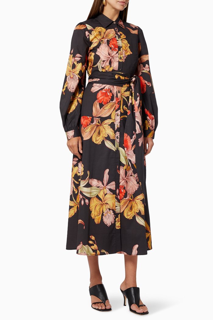

Calyx Midi Shirt Dress in Cotton, Multicolour