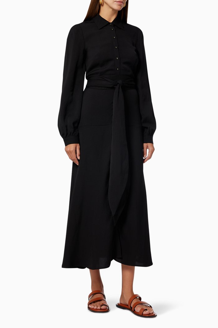 

Regalia Shirt Dress in Linen, Black