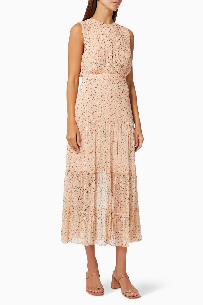 

Bouché Tiered Midi Dress in Viscose, Neutral