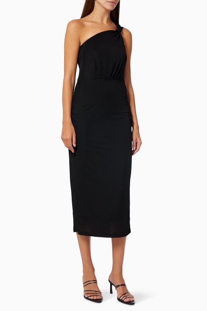 

Avail Knot Midi Dres in Jersey, Black