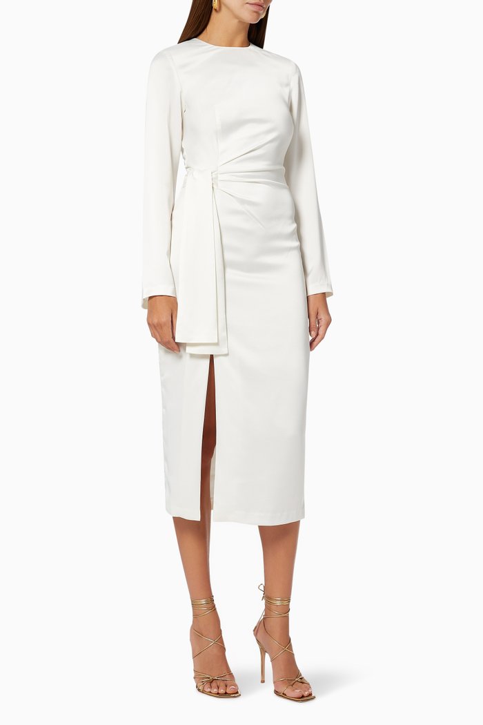 

Molten Sleeve Midi Dress in Jersey, Neutral