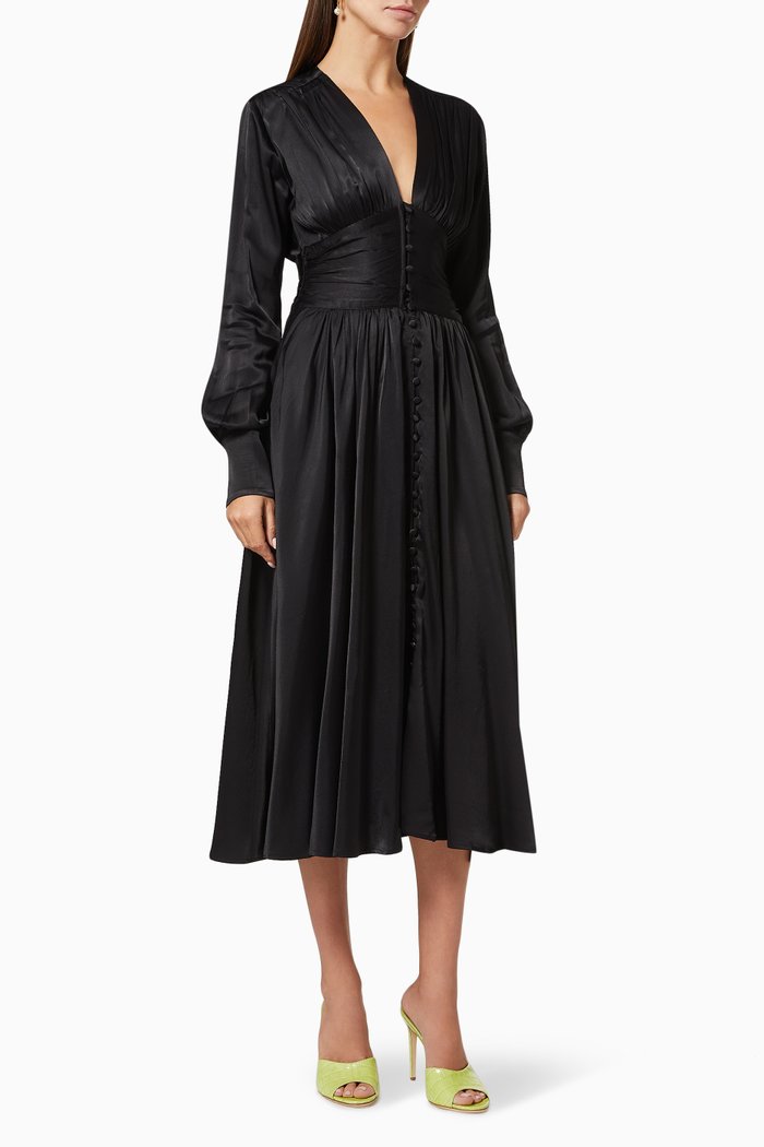 

Tracy Gathered Midi Dress, Black