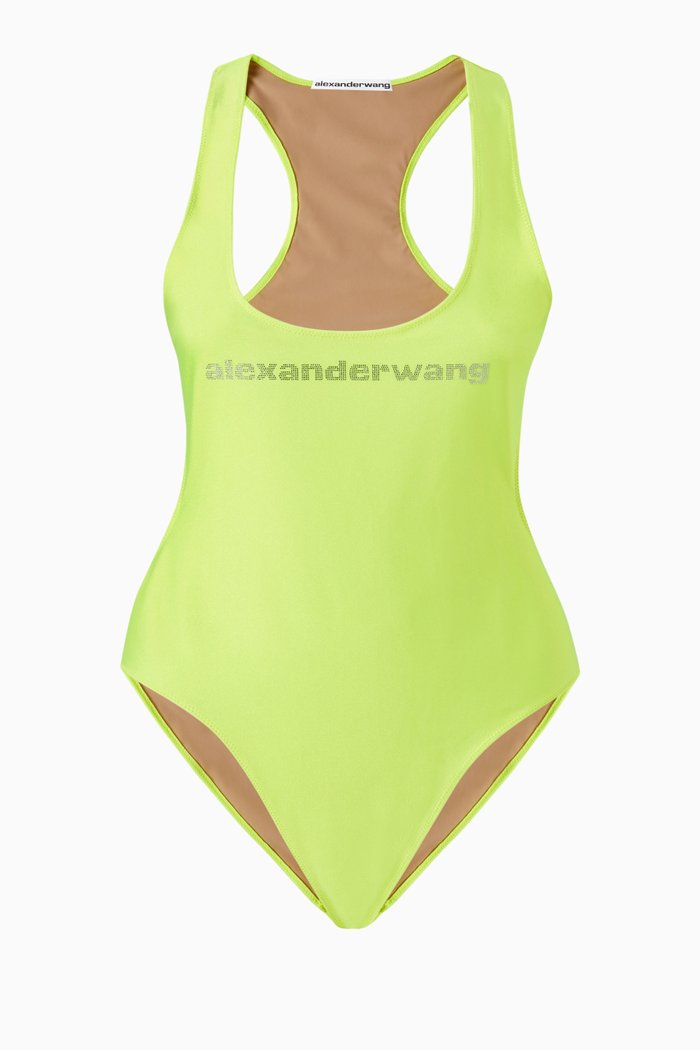 

Crystal Logo Swimsuit in Active Stretch Fabric, Yellow